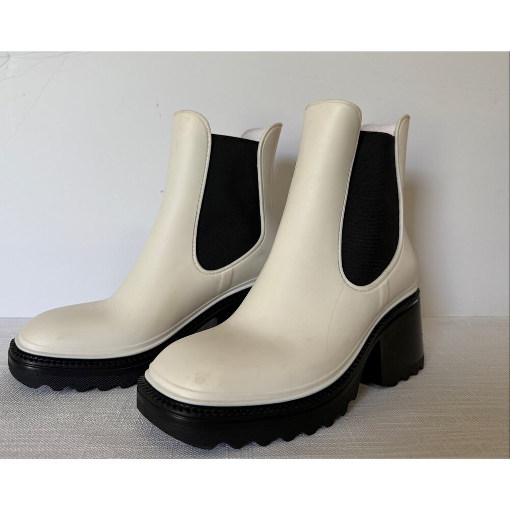 Circus NY White & Black Chelsea Ankle Boots Size 8 Waterproof Chunky Block Sole - Picture 2 of 10
